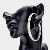 Rhinestone Embellished Metal Hoop Earrings - Madeline Love - Flyclothing LLC