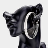 Rhinestone Embellished Metal Hoop Earrings - Madeline Love - Flyclothing LLC