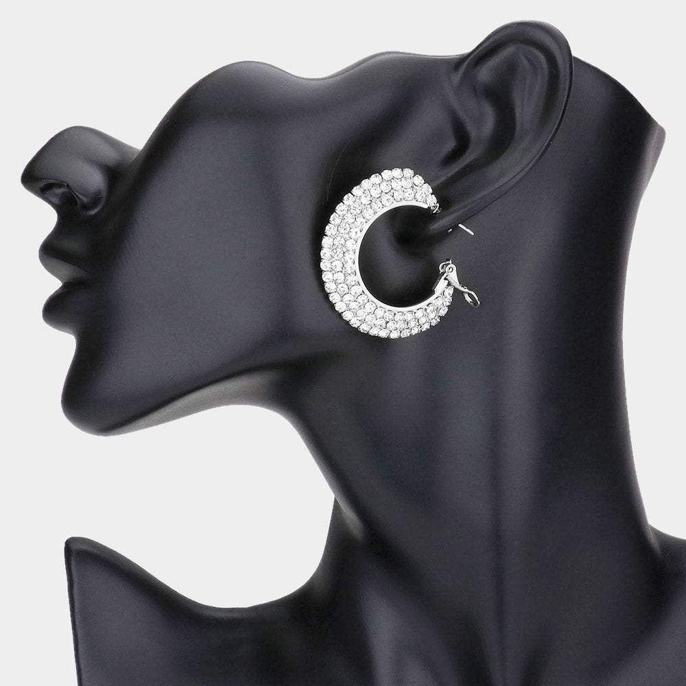 Crystal Rhinestone 1.5 Inch Hoop Earrings - Madeline Love - Flyclothing LLC