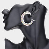 Crystal Rhinestone 1.75 Inch Hoop Earrings - Madeline Love - Flyclothing LLC