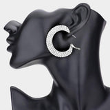 Crystal Rhinestone 1.75 Inch Hoop Earrings - Madeline Love - Flyclothing LLC