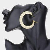 Crystal Rhinestone 2.2 Inch Hoop Earrings - Madeline Love - Flyclothing LLC