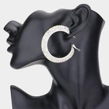 Crystal Rhinestone 2.2 Inch Hoop Earrings - Madeline Love - Flyclothing LLC