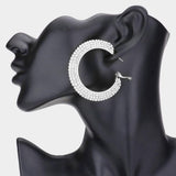 Crystal Rhinestone 2.2 Inch Hoop Earrings - Madeline Love - Flyclothing LLC