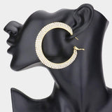 Crystal Rhinestone 2.5 Inch Hoop Earrings - Madeline Love - Flyclothing LLC