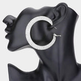 Crystal Rhinestone 2.5 Inch Hoop Earrings - Madeline Love - Flyclothing LLC