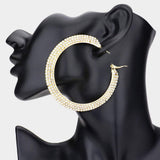 Crystal Rhinestone 2.8 Inch Hoop Earrings - Madeline Love - Flyclothing LLC