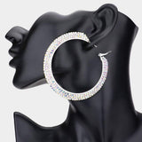 Crystal Rhinestone 2.8 Inch Hoop Earrings - Madeline Love - Flyclothing LLC
