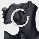 Crystal Rhinestone 2.8 Inch Hoop Earrings - Madeline Love - Flyclothing LLC
