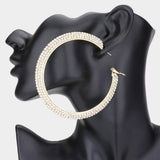 Crystal Rhinestone 3.25 Inch Hoop Earrings - Madeline Love - Flyclothing LLC