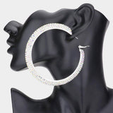 Crystal Rhinestone 3.25 Inch Hoop Earrings - Madeline Love - Flyclothing LLC
