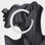 Crystal Rhinestone 3.25 Inch Hoop Earrings - Madeline Love - Flyclothing LLC
