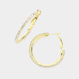 Crystal Rhinestone 1.3 Inch Hoop Earrings - Madeline Love - Flyclothing LLC