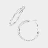 Crystal Rhinestone 1.3 Inch Hoop Earrings - Madeline Love - Flyclothing LLC