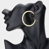 Crystal Rhinestone 1.8 Inch Hoop Earrings - Madeline Love - Flyclothing LLC