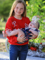 Mom and Me Winter Christmas Red "merry" Pullover Sweater - Rylee Faith Designs - Flyclothing LLC