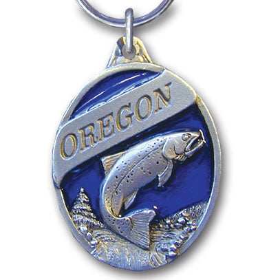 Oregon Trout Metal Key Chain with Enameled Details - Siskiyou Originals - Flyclothing LLC