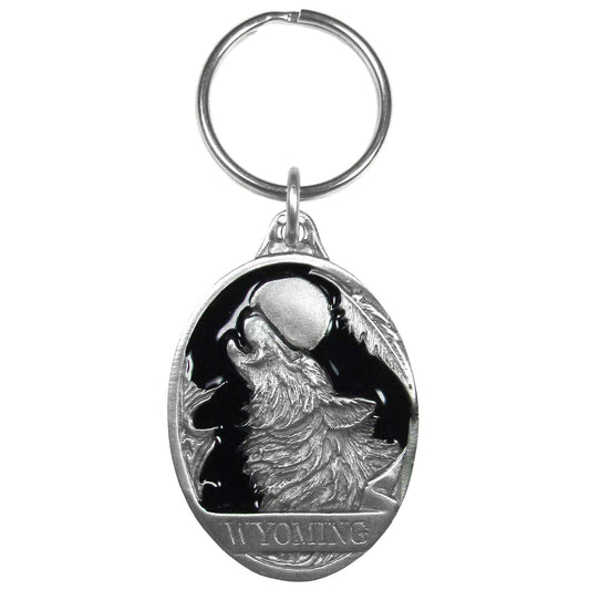 Wyoming Wolf Metal Key Chain with Enameled Details - Siskiyou Originals - Flyclothing LLC