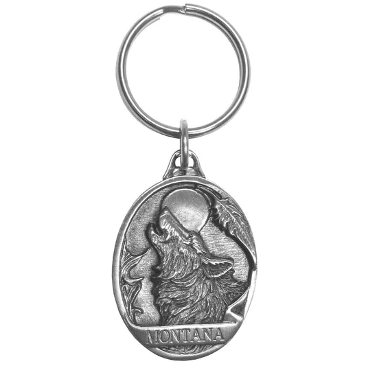 Montana Wolf Antiqued Keyring - Siskiyou Originals - Flyclothing LLC