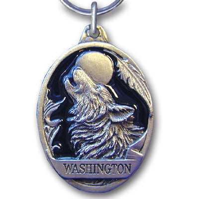 Washington Wolf Metal Key Chain with Enameled Details - Siskiyou Originals - Flyclothing LLC