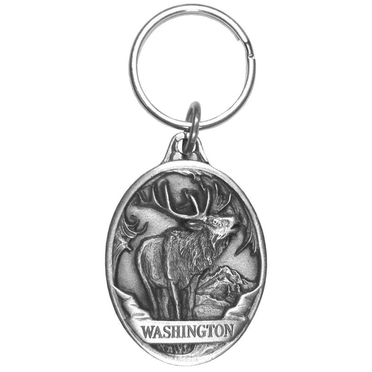Washington Elk Antiqued Keyring - Siskiyou Originals - Flyclothing LLC