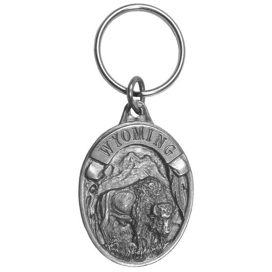 Wyoming Bison Antiqued Keyring - Siskiyou Originals - Flyclothing LLC