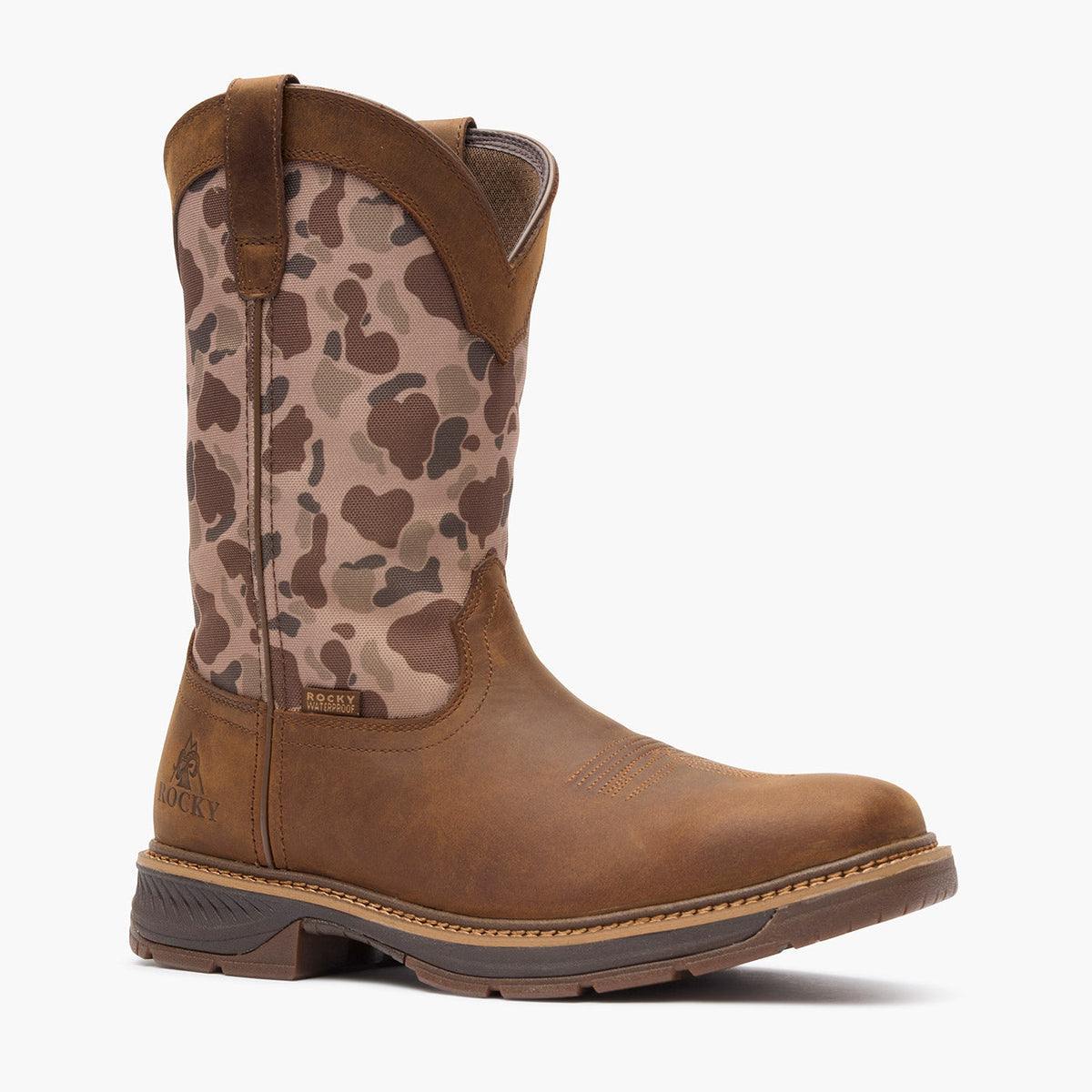 Rocky Ride LTE Waterproof Western Boot Dark Brown And Duck Camo - Rocky Boots - Flyclothing LLC