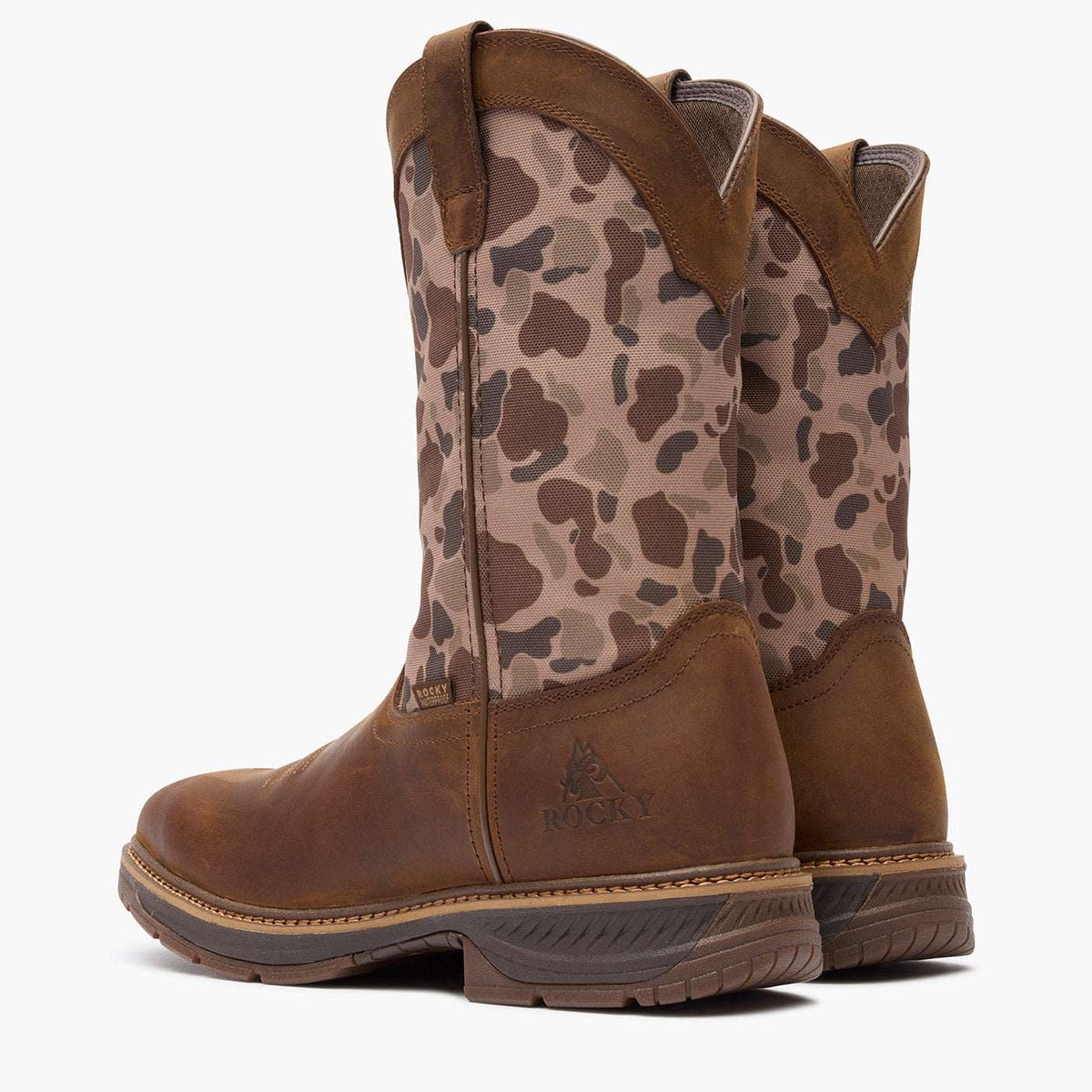 Rocky Ride LTE Waterproof Western Boot Dark Brown And Duck Camo - Rocky Boots - Flyclothing LLC