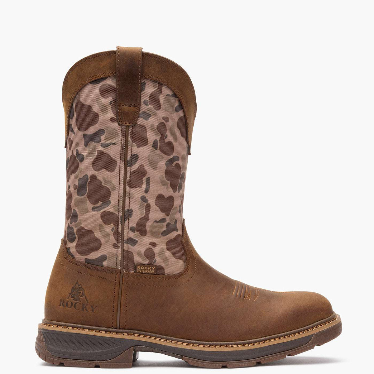 Rocky Ride LTE Waterproof Western Boot Dark Brown And Duck Camo - Rocky Boots - Flyclothing LLC