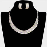 Crystal Rhinestone Pave Collar Necklace Clip on Earring Set - Madeline Love - Flyclothing LLC
