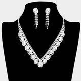 Oval Stone Accented V Shaped Rhinestone Necklace - Madeline Love - Flyclothing LLC