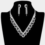 Oval Stone Accented V Shaped Rhinestone Necklace - Madeline Love - Flyclothing LLC