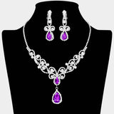 Teardrop Crystal Rhinestone Vine Drop Collar Necklace - Madeline Love - Flyclothing LLC