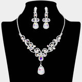 Teardrop Crystal Rhinestone Vine Drop Collar Necklace - Madeline Love - Flyclothing LLC
