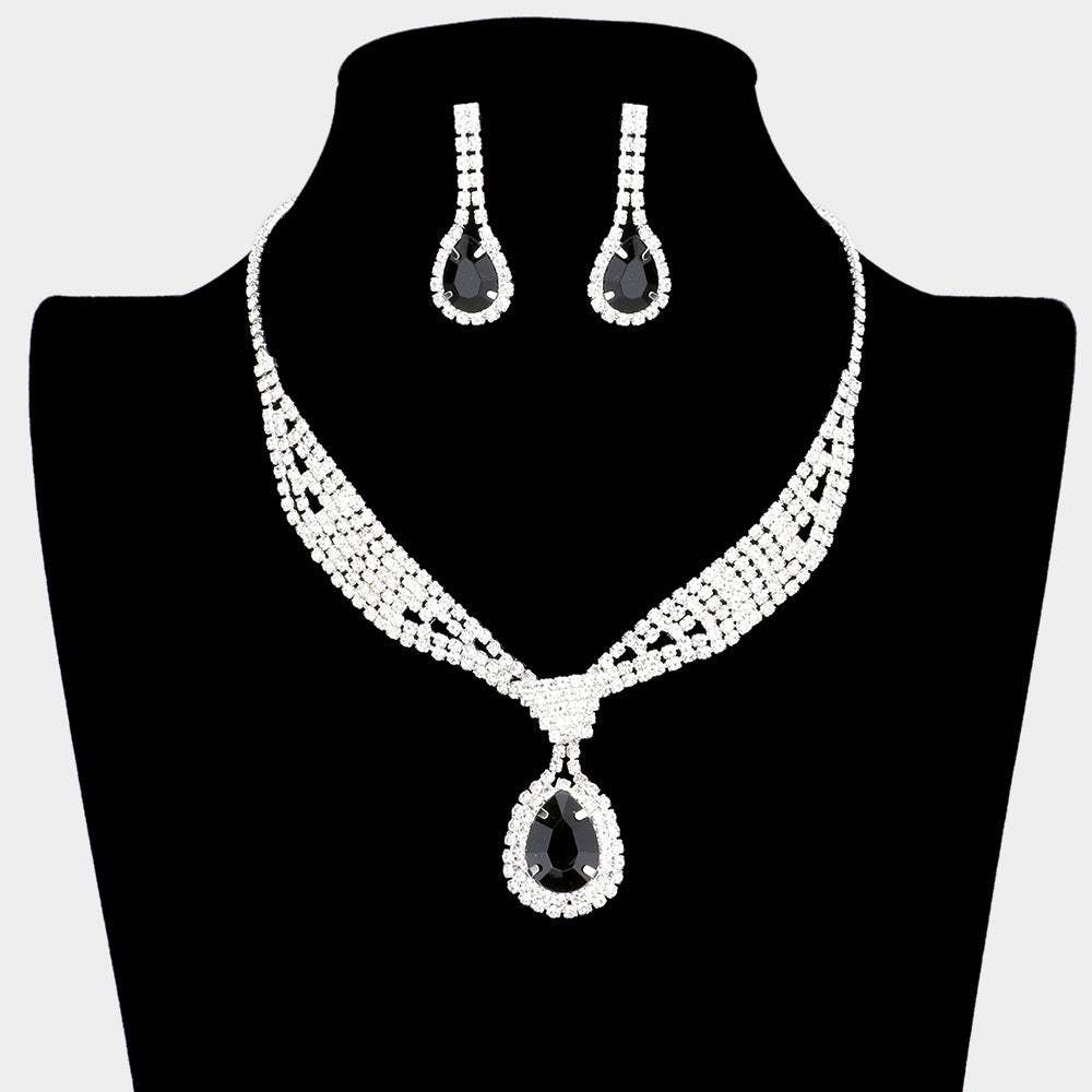 Rhinestone Pave Teardrop Collar Necklace - Madeline Love - Flyclothing LLC