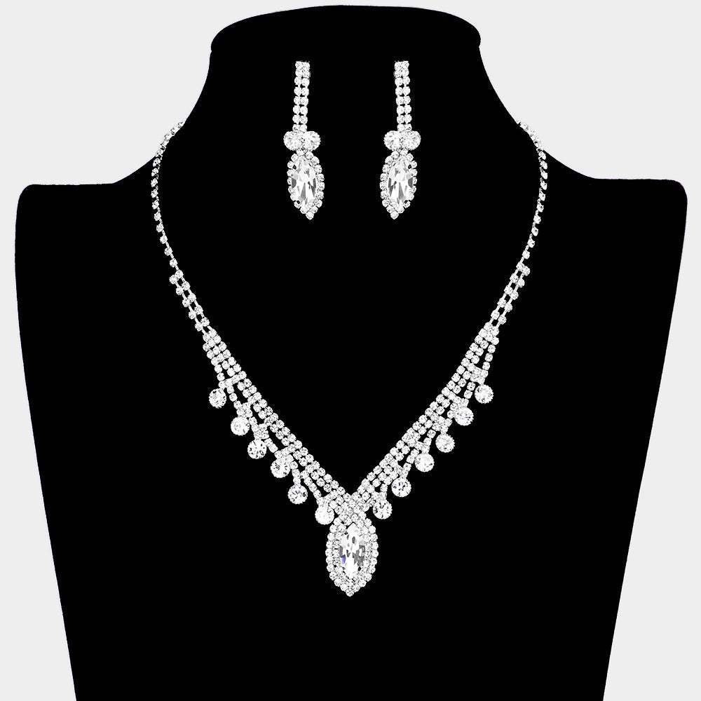 Round Marquise Stone Accented Rhinestone Necklace - Madeline Love - Flyclothing LLC