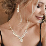 Round Marquise Stone Accented Rhinestone Necklace - Madeline Love - Flyclothing LLC