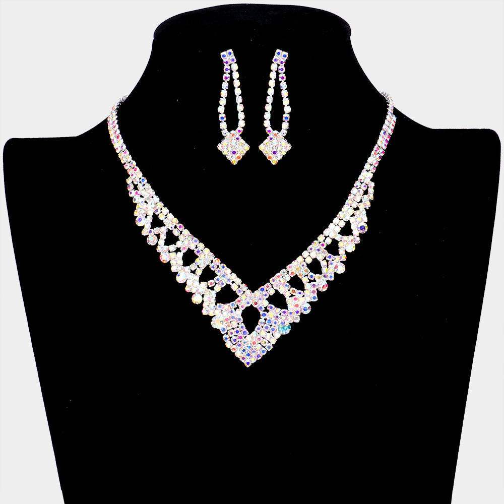 Round Stone Pointed Rhinestone Necklace - Madeline Love - Flyclothing LLC