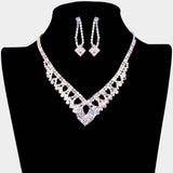 Round Stone Pointed Rhinestone Necklace - Madeline Love - Flyclothing LLC