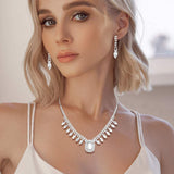 Emerald Cut Stone Centered Rhinestone Necklace - Madeline Love - Flyclothing LLC
