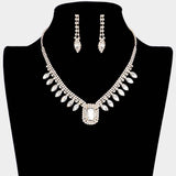 Emerald Cut Stone Centered Rhinestone Necklace - Madeline Love - Flyclothing LLC