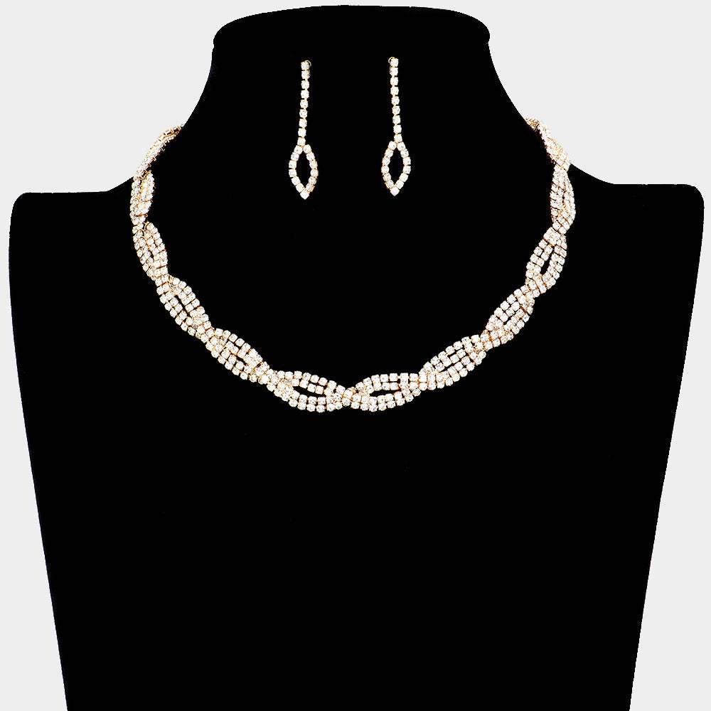 Crystal Twisted Rhinestone Necklace - Madeline Love - Flyclothing LLC