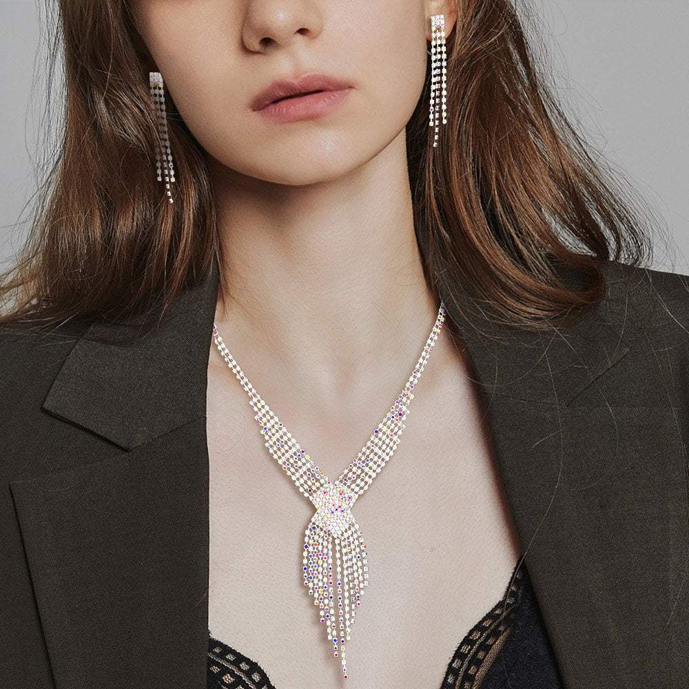 Rhinestone Pave Fringe Necklace - Madeline Love - Flyclothing LLC