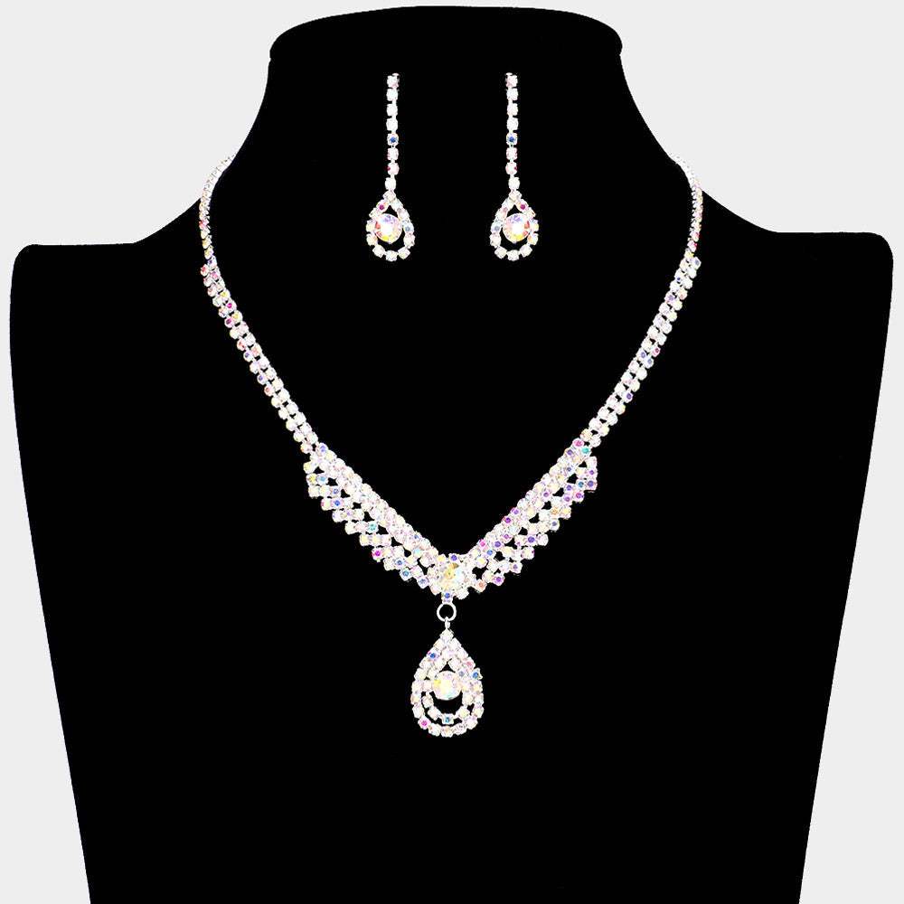 Crystal Rhinestone Teardrop Pave Necklace - Madeline Love - Flyclothing LLC