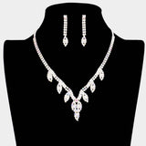 Rhinestone Pave Marquise Accented Necklace Earring Set - Madeline Love - Flyclothing LLC