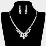Teardrop Stone Accented Rhinestone Pave Necklace - Madeline Love - Flyclothing LLC