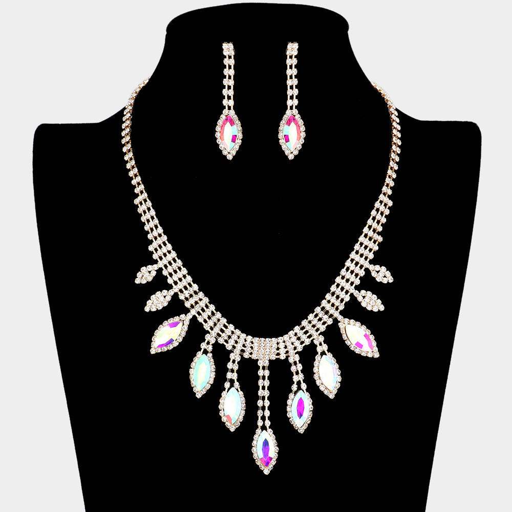 Marquise Stone Accented Rhinestone Necklace - Madeline Love - Flyclothing LLC