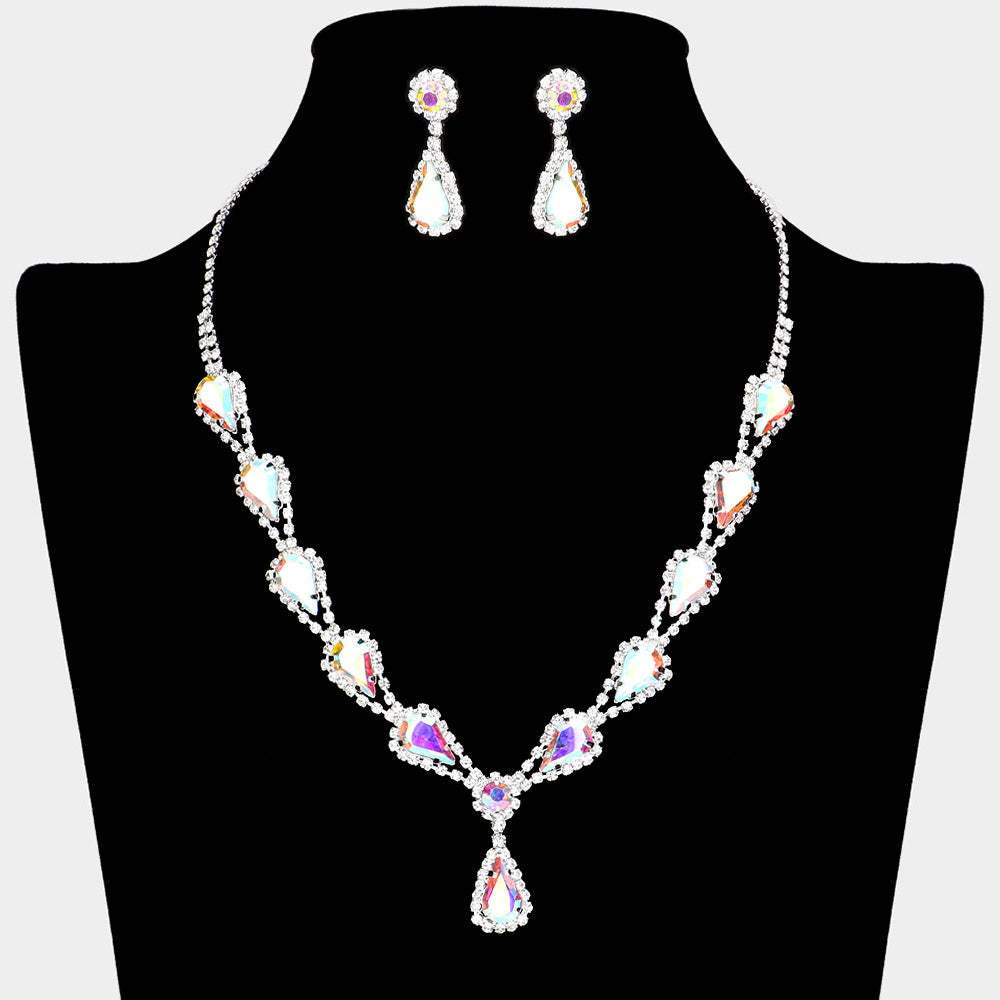 Teardrop Rhinestone Accented Necklace - Madeline Love - Flyclothing LLC
