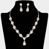 Teardrop Rhinestone Accented Necklace - Madeline Love - Flyclothing LLC