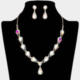 Teardrop Rhinestone Accented Necklace - Madeline Love - Flyclothing LLC